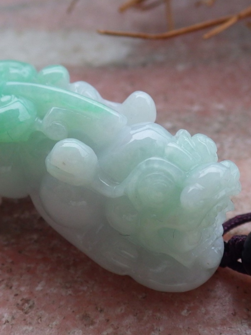 Certified Natural Burma A Jade jadeite Dragon Pi Xiu Ruyi Pendant Necklace